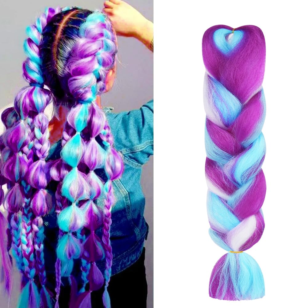 Aomig Rajout Cheveux Tresse, Jumbo Braids Meches, 65cm Extension de Cheveux de Fibre Synthétique pour Crochet Twist Tressage (4 couleurs)