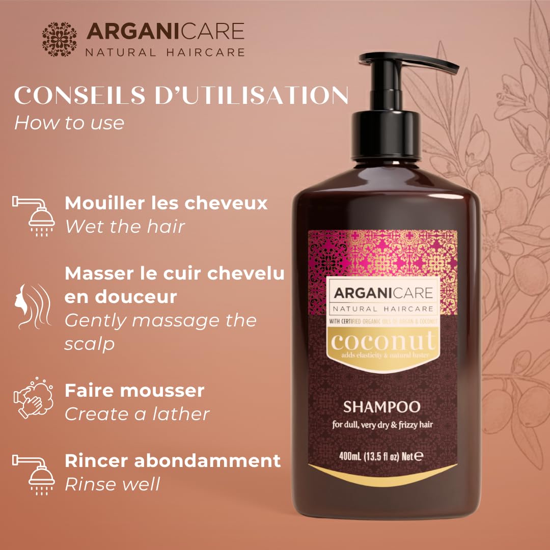 ARGANICARE Shampooing Régénérant Fortifiant Biotine & Huile d’Argan – Vitalité, Nutrition et Résistance – Renforce la Fibre Capillaire – Cheveux Fragilisés et Ternes – 400 mL