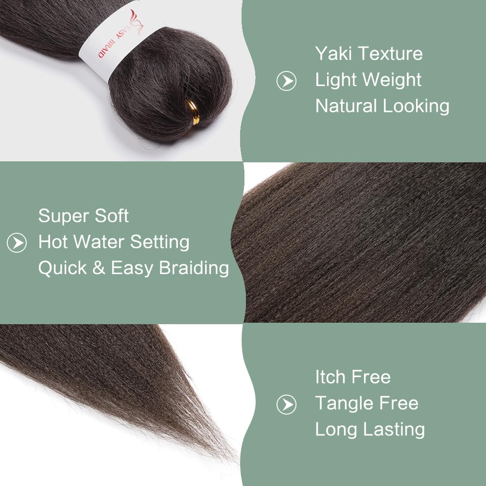 YDDM Meches Pour Tresses Africaine Rose et blanc Rajout Cheveux Tresses Texture Yaki Easy Install pour Debutants 20 Pouces 3 Paquets Cheveux Legers Naturels pour Box Braids Twist Crochet Styles