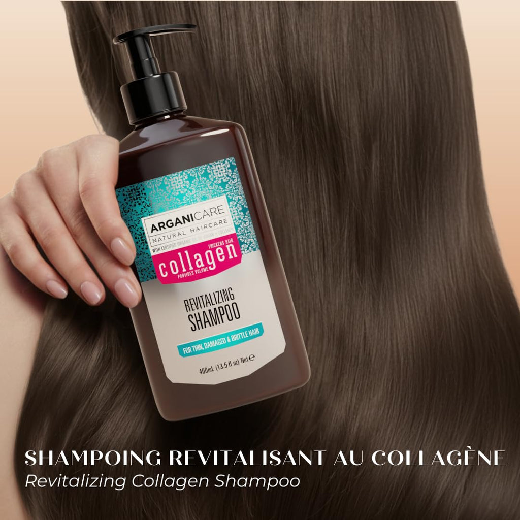ARGANICARE Shampooing Régénérant Fortifiant Biotine & Huile d’Argan – Vitalité, Nutrition et Résistance – Renforce la Fibre Capillaire – Cheveux Fragilisés et Ternes – 400 mL