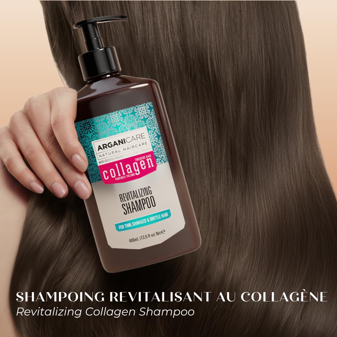 ARGANICARE Shampooing Régénérant Fortifiant Biotine & Huile d’Argan – Vitalité, Nutrition et Résistance – Renforce la Fibre Capillaire – Cheveux Fragilisés et Ternes – 400 mL