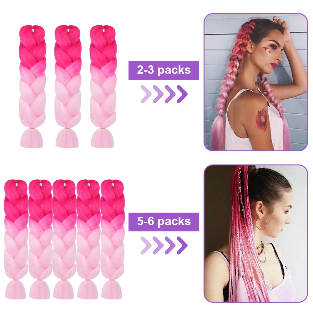 Aomig Rajout Cheveux Tresse, Jumbo Braids Meches, 65cm Extension de Cheveux de Fibre Synthétique pour Crochet Twist Tressage (4 couleurs)