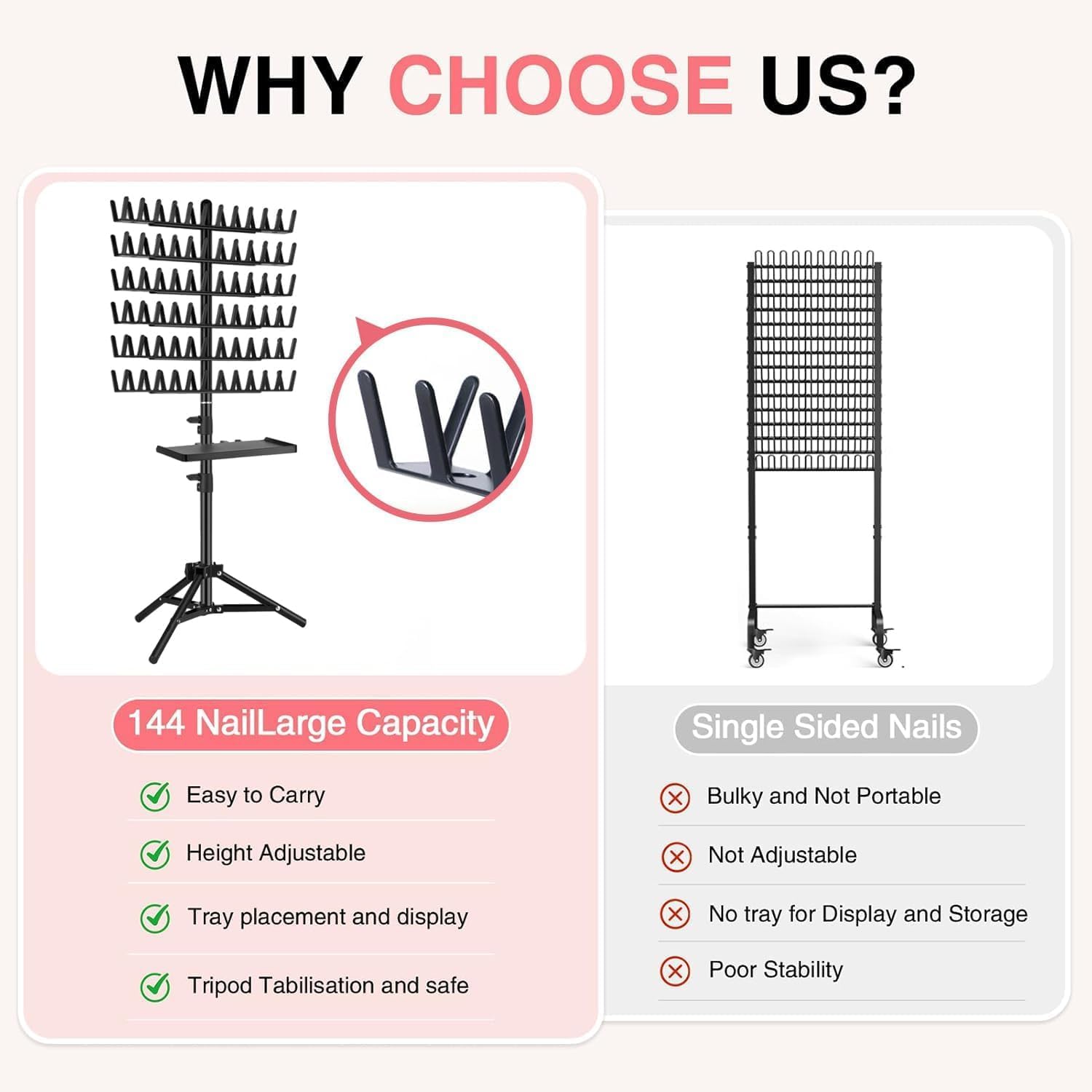 gresonic Support réglable pour tresses, support pour perruques avec 144 pinces pour coiffeurs et tresseurs, pour rallonges de cheveux