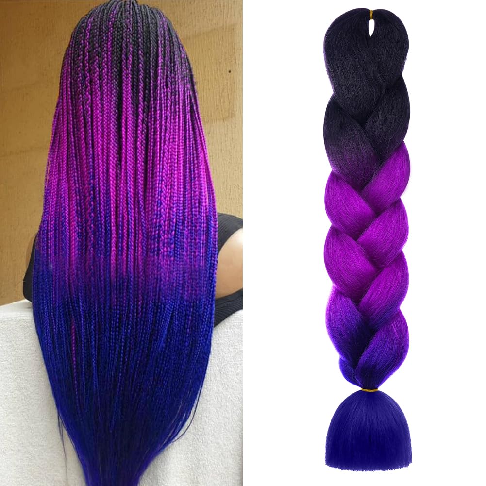 Aomig Rajout Cheveux Tresse, Jumbo Braids Meches, 65cm Extension de Cheveux de Fibre Synthétique pour Crochet Twist Tressage (4 couleurs)