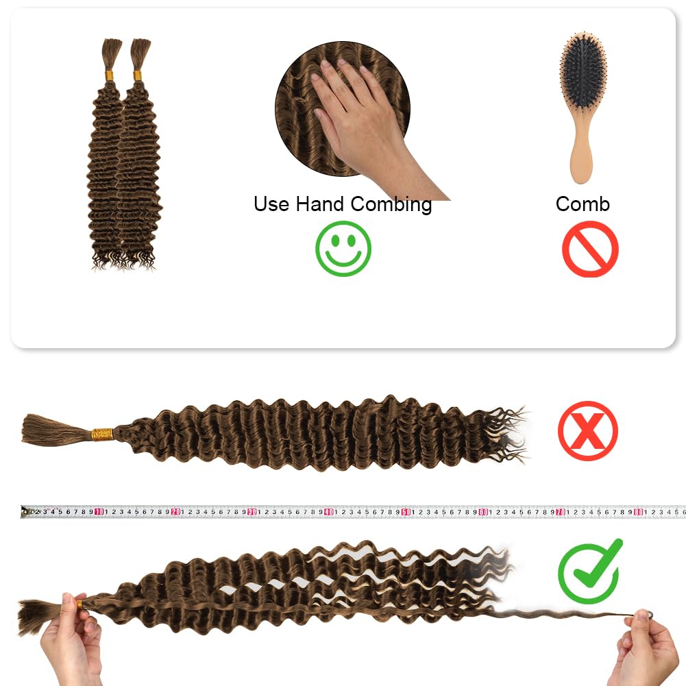 Aomig Cheveux Crochetés Tresses de Bohème, 2PACK/65CM Paquets de Bulk Cheveux Tressés Deep Wave Deep Twist, Meches pour Tresses Africaine, Braids Tissage Synthétique Bresilien (65cm,Noir)