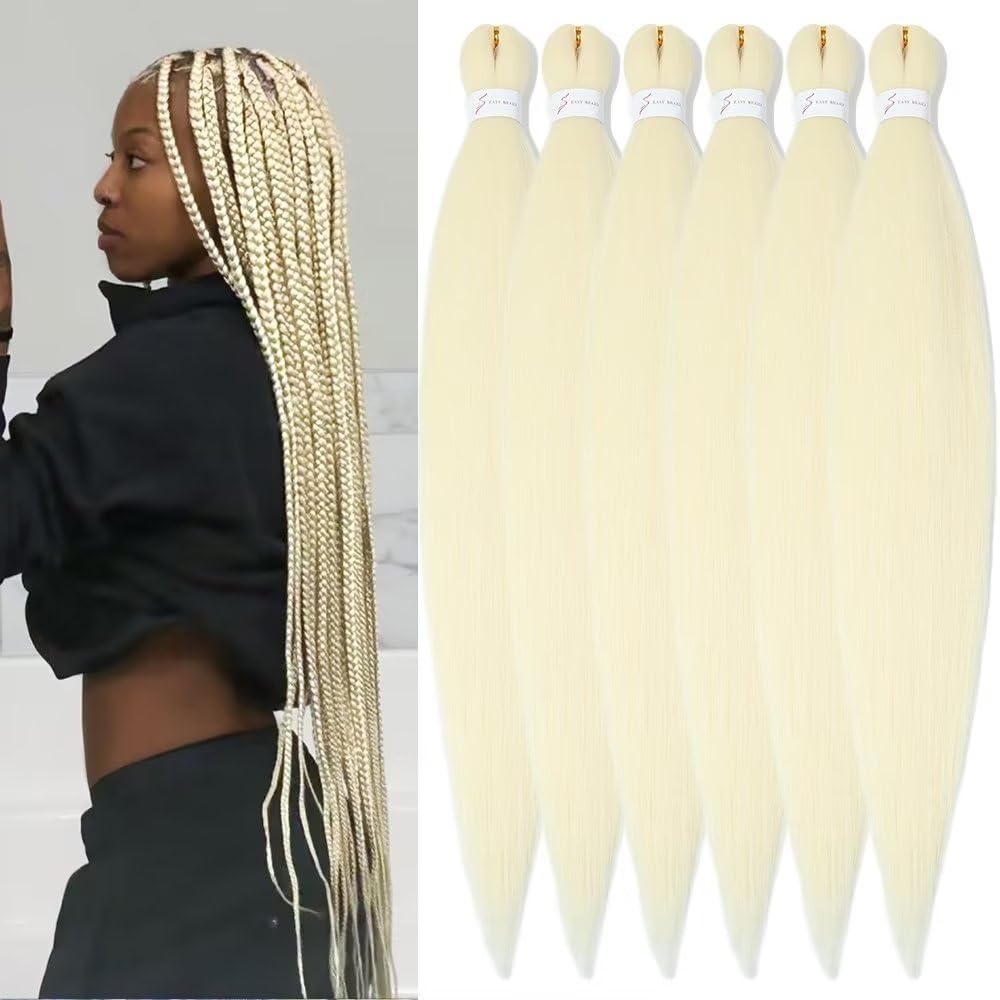 YDDM Meches Pour Tresses Africaine Rose et blanc Rajout Cheveux Tresses Texture Yaki Easy Install pour Debutants 20 Pouces 3 Paquets Cheveux Legers Naturels pour Box Braids Twist Crochet Styles