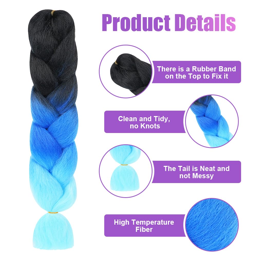 Aomig Rajout Cheveux Tresse, Jumbo Braids Meches, 65cm Extension de Cheveux de Fibre Synthétique pour Crochet Twist Tressage (4 couleurs)