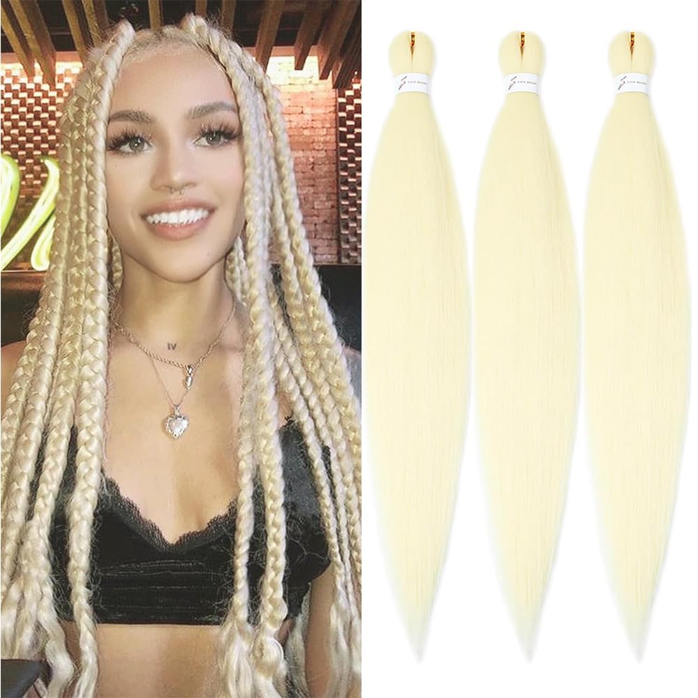 YDDM Meches Pour Tresses Africaine Rose et blanc Rajout Cheveux Tresses Texture Yaki Easy Install pour Debutants 20 Pouces 3 Paquets Cheveux Legers Naturels pour Box Braids Twist Crochet Styles