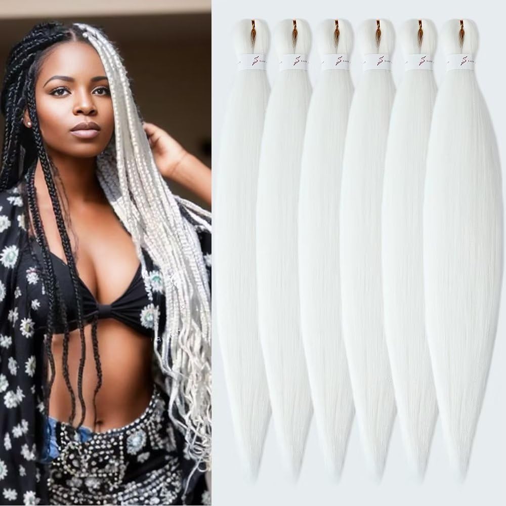 YDDM Meches Pour Tresses Africaine Rose et blanc Rajout Cheveux Tresses Texture Yaki Easy Install pour Debutants 20 Pouces 3 Paquets Cheveux Legers Naturels pour Box Braids Twist Crochet Styles