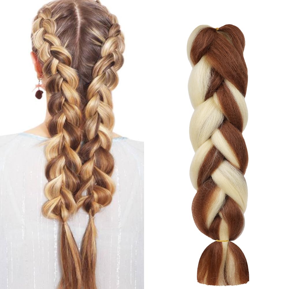 Aomig Rajout Cheveux Tresse, Jumbo Braids Meches, 65cm Extension de Cheveux de Fibre Synthétique pour Crochet Twist Tressage (4 couleurs)