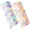 Peigne Démêloir Grosse Dent Large Brosse Cheveux Bouclés Résistant à la Chaleur Peignes Antistatiques en Fibre pour Cheveux Longs Mouillés ou Bouclés pour Femmes Enfants Barbier (Marron/Blanc)