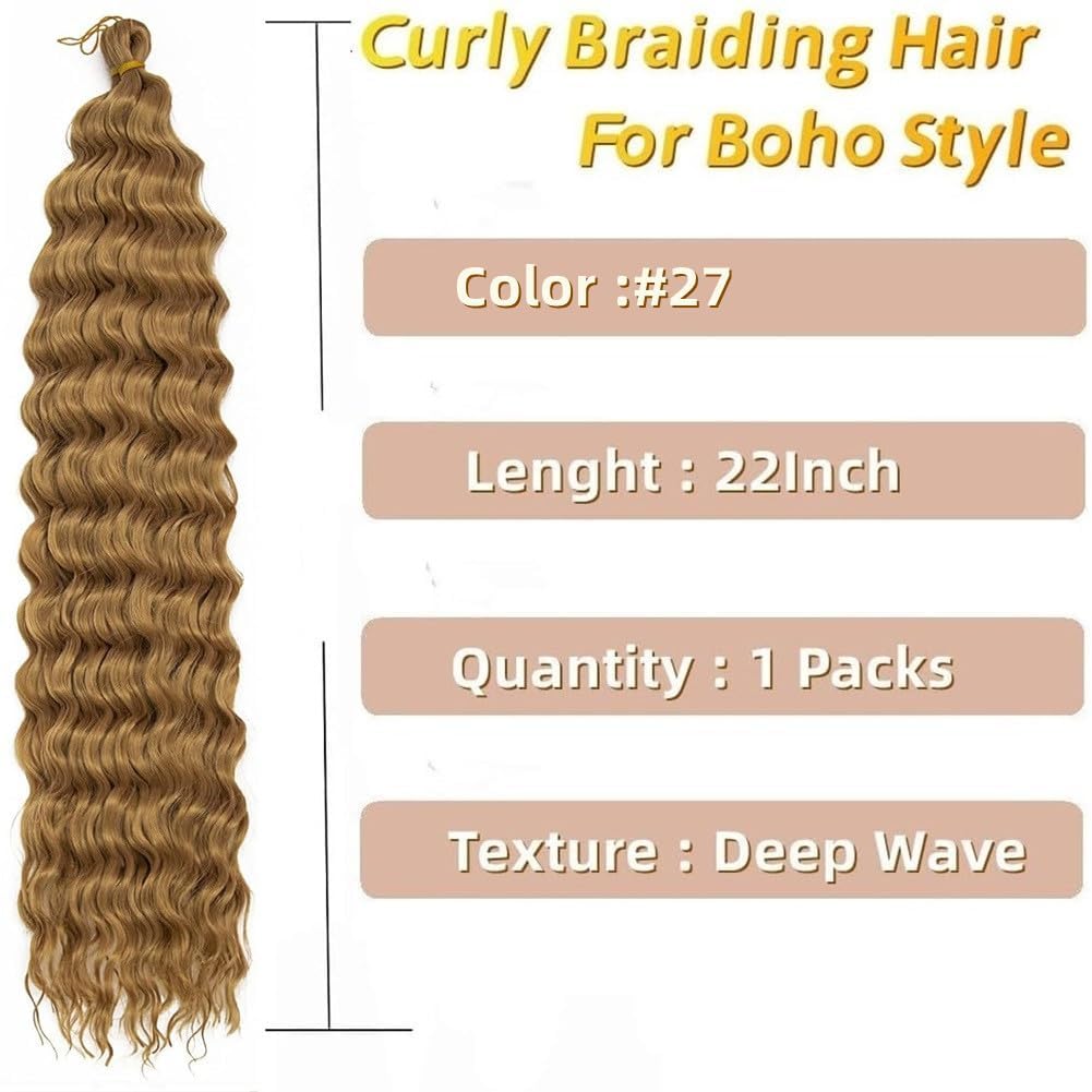 Bouclé Braiding Hair For Boho Braids Meches Rajout Cheveux Tresses For Bohemian Braids Pré-Étirés Meches Pour Tresses Africaine Meche Naturelle Pour Tresse（#Brown ，Total De 6 Packs) ）