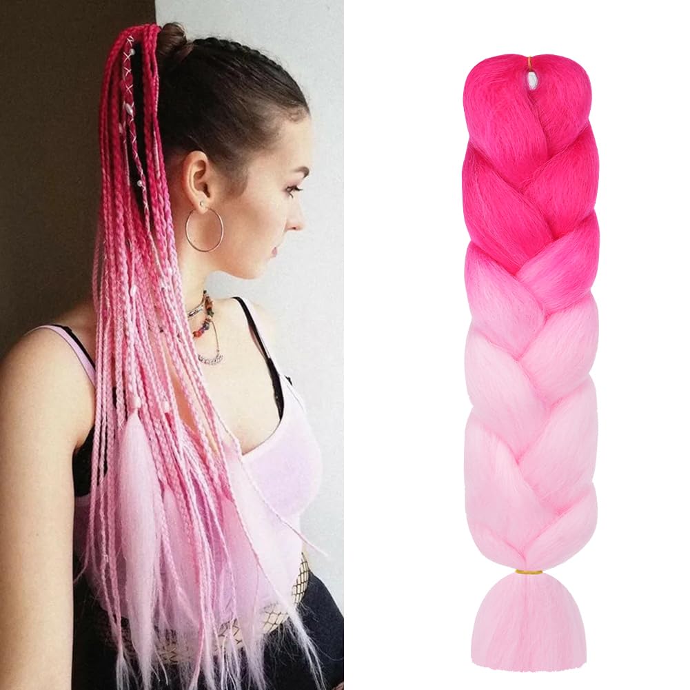 Aomig Rajout Cheveux Tresse, Jumbo Braids Meches, 65cm Extension de Cheveux de Fibre Synthétique pour Crochet Twist Tressage (4 couleurs)