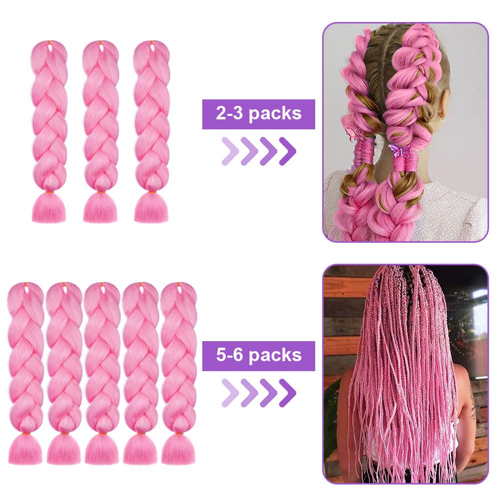 Aomig Rajout Cheveux Tresse, Jumbo Braids Meches, 65cm Extension de Cheveux de Fibre Synthétique pour Crochet Twist Tressage (4 couleurs)