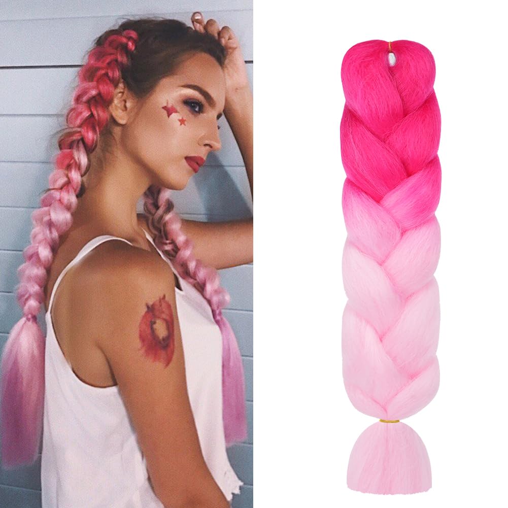 Aomig Rajout Cheveux Tresse, Jumbo Braids Meches, 65cm Extension de Cheveux de Fibre Synthétique pour Crochet Twist Tressage (4 couleurs)