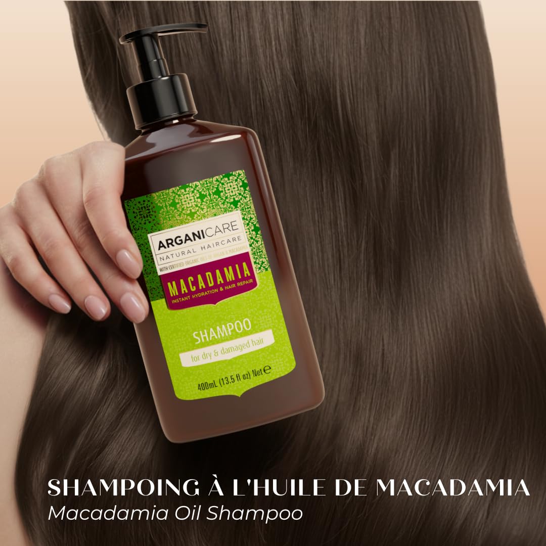 ARGANICARE Shampooing Régénérant Fortifiant Biotine & Huile d’Argan – Vitalité, Nutrition et Résistance – Renforce la Fibre Capillaire – Cheveux Fragilisés et Ternes – 400 mL