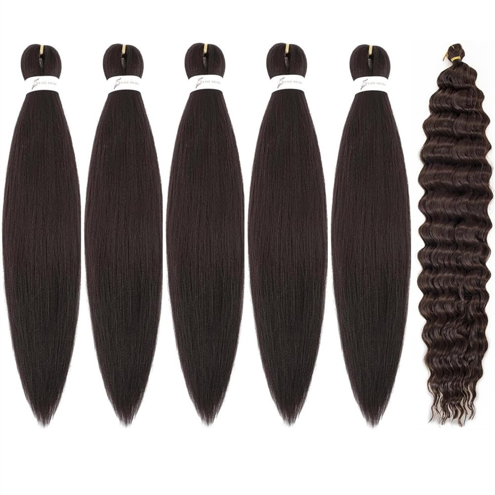 Bouclé Braiding Hair For Boho Braids Meches Rajout Cheveux Tresses For Bohemian Braids Pré-Étirés Meches Pour Tresses Africaine Meche Naturelle Pour Tresse（#Brown ，Total De 6 Packs) ）
