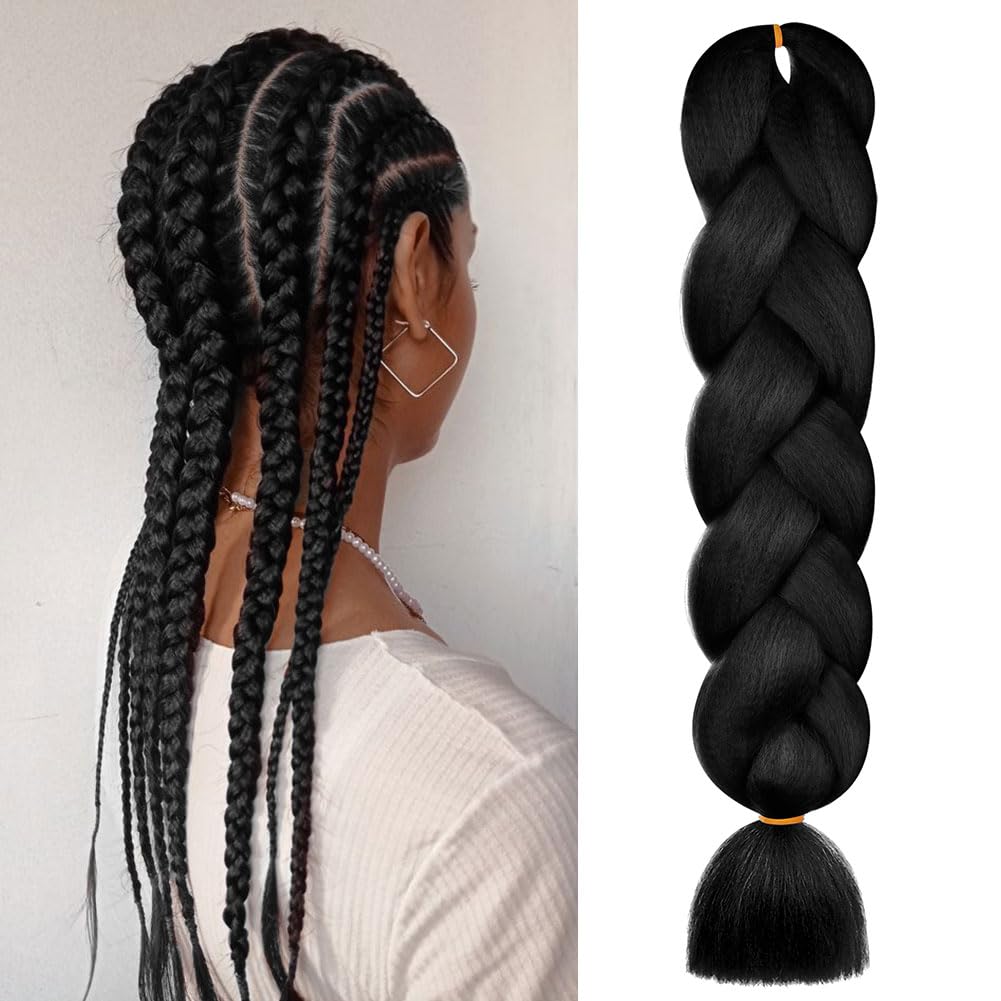Aomig Rajout Cheveux Tresse, Jumbo Braids Meches, 65cm Extension de Cheveux de Fibre Synthétique pour Crochet Twist Tressage (4 couleurs)