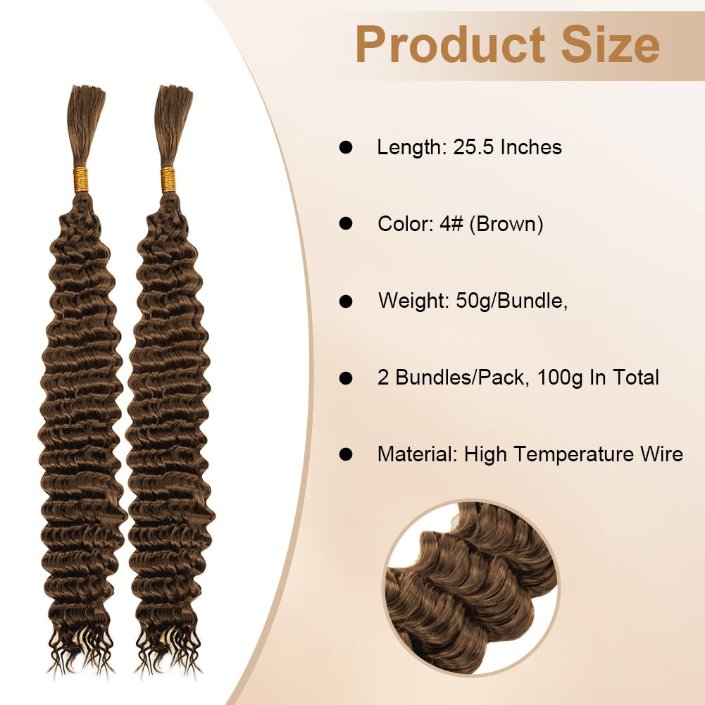 Aomig Cheveux Crochetés Tresses de Bohème, 2PACK/65CM Paquets de Bulk Cheveux Tressés Deep Wave Deep Twist, Meches pour Tresses Africaine, Braids Tissage Synthétique Bresilien (65cm,Noir)
