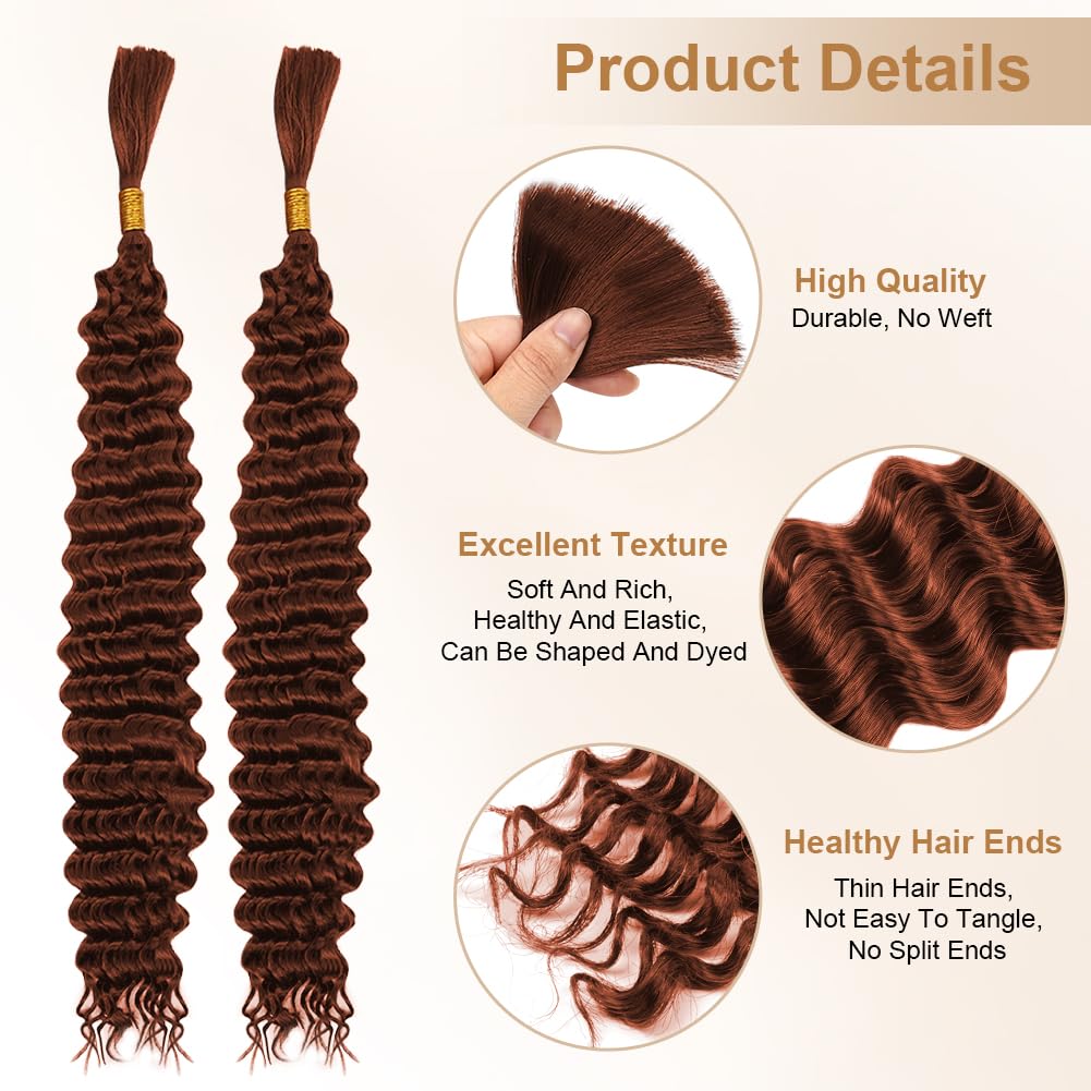 Aomig Cheveux Crochetés Tresses de Bohème, 2PACK/65CM Paquets de Bulk Cheveux Tressés Deep Wave Deep Twist, Meches pour Tresses Africaine, Braids Tissage Synthétique Bresilien (65cm,Noir)