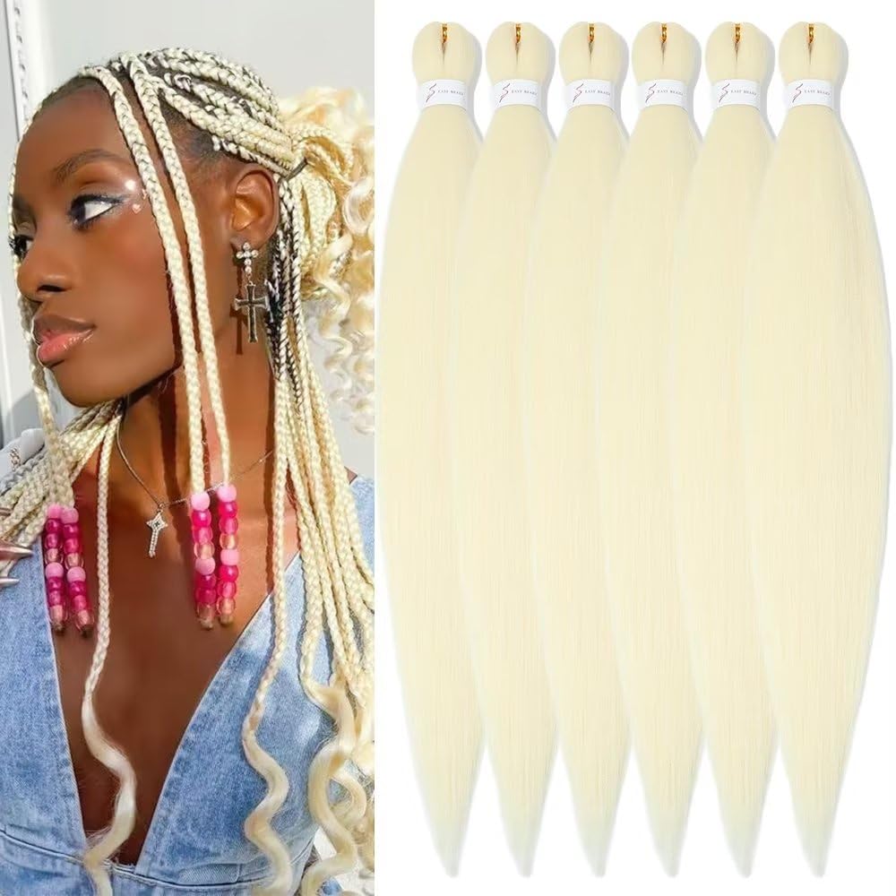 YDDM Meches Pour Tresses Africaine Rose et blanc Rajout Cheveux Tresses Texture Yaki Easy Install pour Debutants 20 Pouces 3 Paquets Cheveux Legers Naturels pour Box Braids Twist Crochet Styles