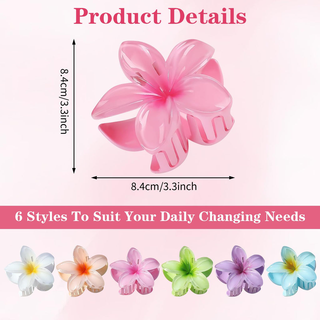Barrette à Cheveux Fleurs, 6 Pièces Accessoires Cheveux Fleurs, Pince à Cheveux en Forme de Fleur, Flower Claw Clips pour Accessoires d'Été, Anniversaire, Mariage, Fête (B)