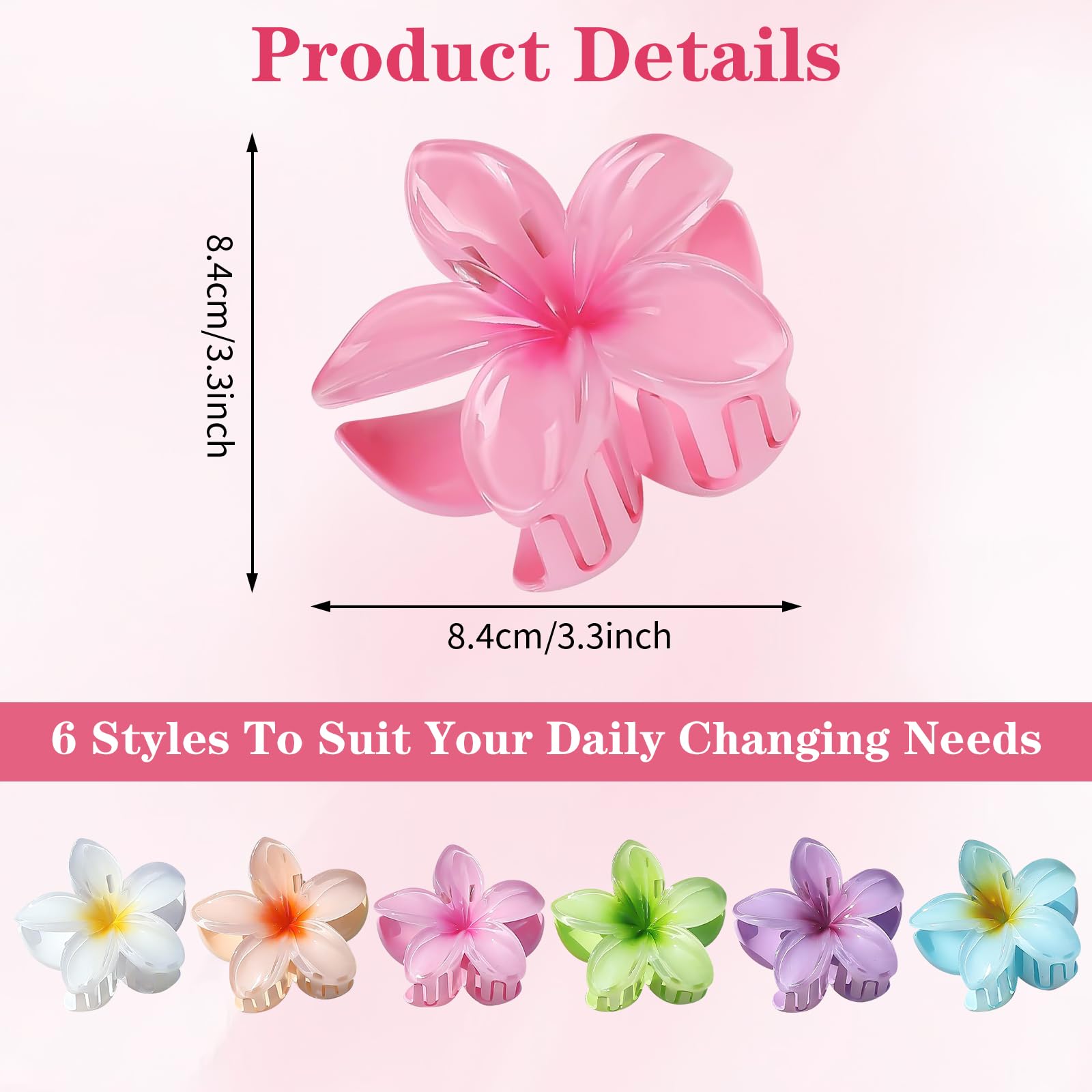 Barrette à Cheveux Fleurs, 6 Pièces Accessoires Cheveux Fleurs, Pince à Cheveux en Forme de Fleur, Flower Claw Clips pour Accessoires d'Été, Anniversaire, Mariage, Fête (B)