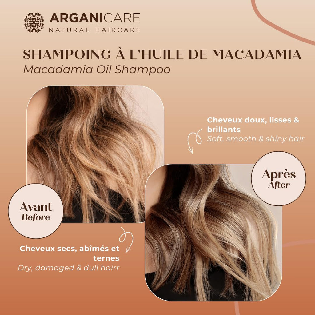 ARGANICARE Shampooing Régénérant Fortifiant Biotine & Huile d’Argan – Vitalité, Nutrition et Résistance – Renforce la Fibre Capillaire – Cheveux Fragilisés et Ternes – 400 mL
