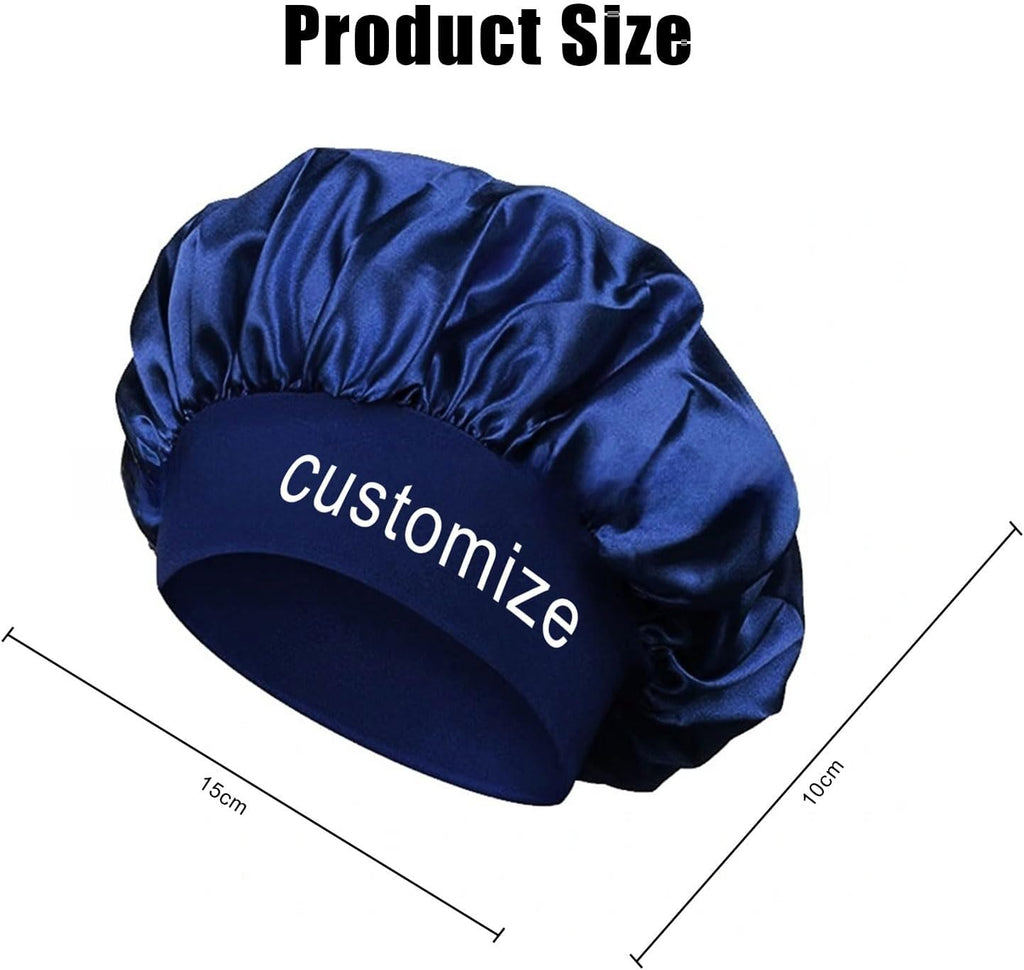 Bonnet En Satin Avec Image/Texte Personnalisé, Réutilisable Doux Et Confortable, Mèche élastique pour Dormir, Couvre-Cheveux de Nuit pour Cheveux Bouclés, Parfait Pour Protéger Vos Cheveux