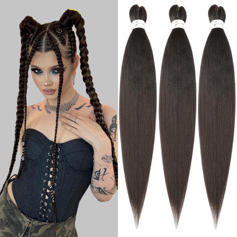 YDDM Meches Pour Tresses Africaine Rose et blanc Rajout Cheveux Tresses Texture Yaki Easy Install pour Debutants 20 Pouces 3 Paquets Cheveux Legers Naturels pour Box Braids Twist Crochet Styles