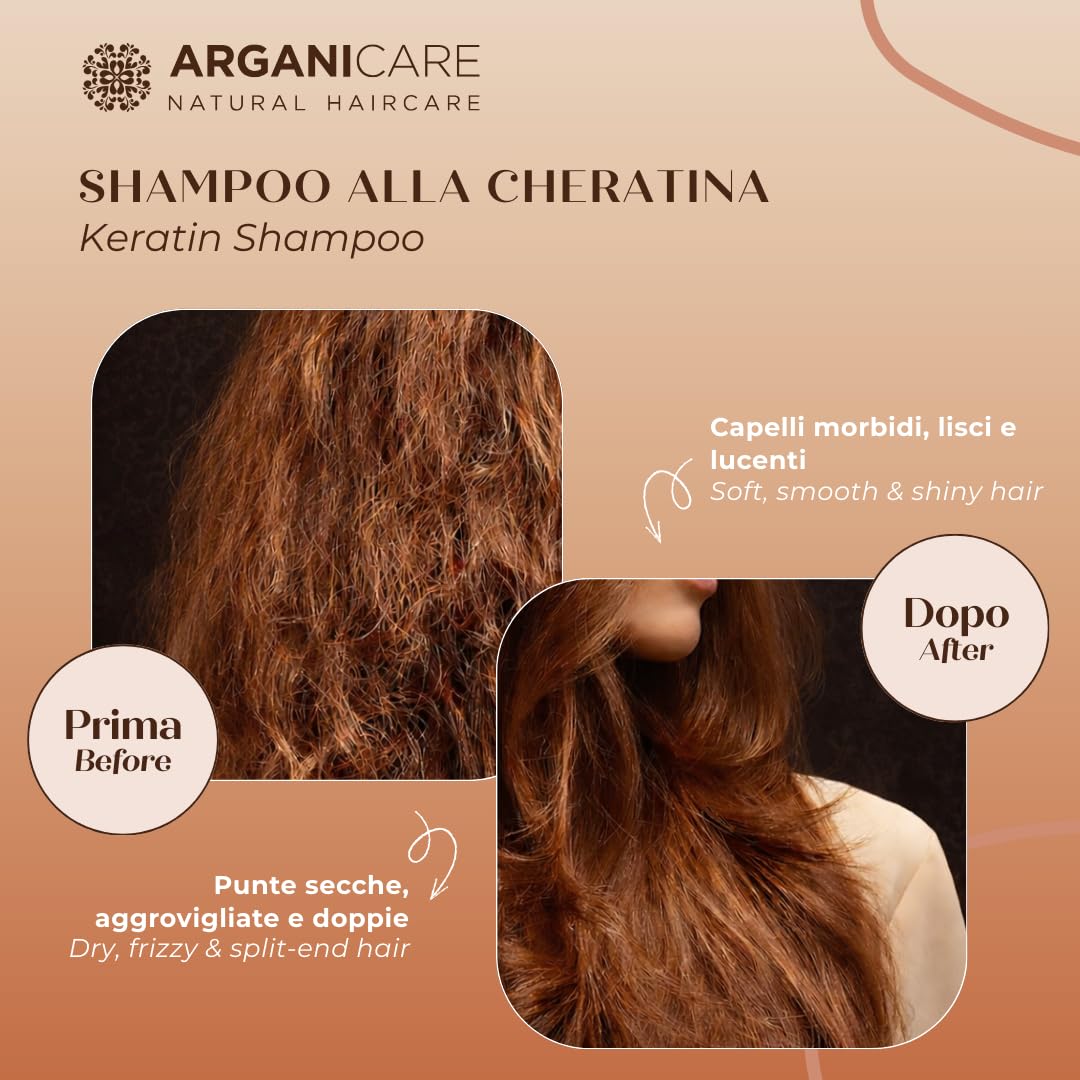 ARGANICARE Shampooing Régénérant Fortifiant Biotine & Huile d’Argan – Vitalité, Nutrition et Résistance – Renforce la Fibre Capillaire – Cheveux Fragilisés et Ternes – 400 mL