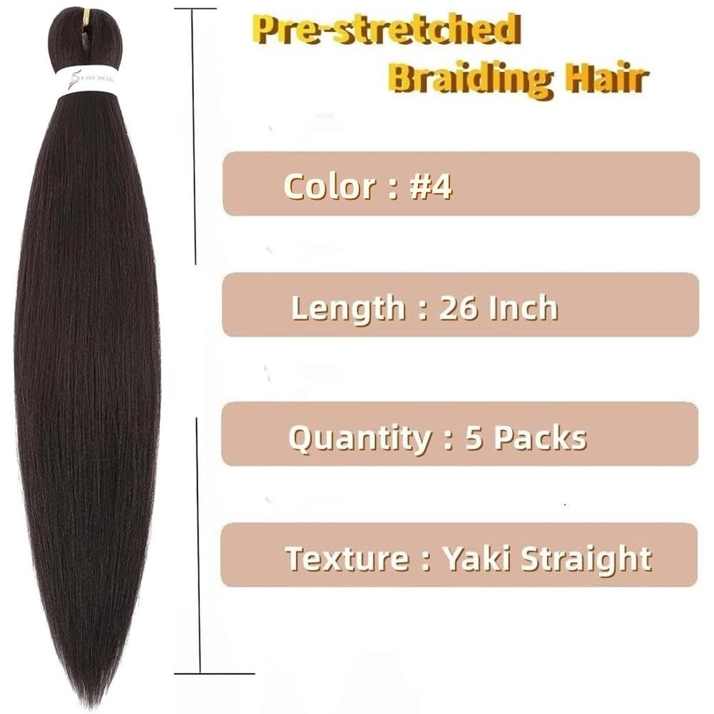 Bouclé Braiding Hair For Boho Braids Meches Rajout Cheveux Tresses For Bohemian Braids Pré-Étirés Meches Pour Tresses Africaine Meche Naturelle Pour Tresse（#Brown ，Total De 6 Packs) ）