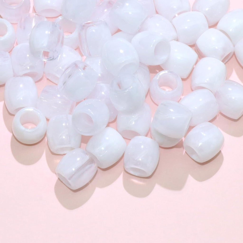 50PCS Perles à Cheveux Transparentes pour Tresses, Grosses Perles en Acrylique, Accessoires pour Dreadlocks, Bijoux pour Cheveux pour Enfants Filles avec Aide à