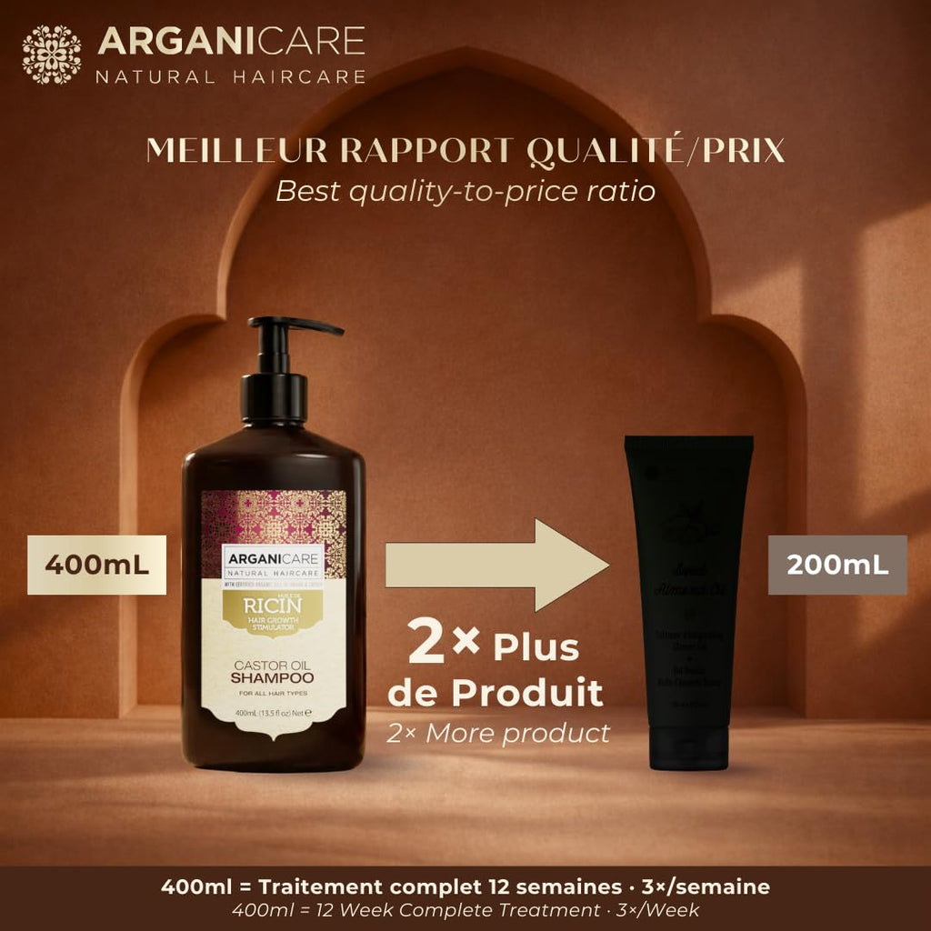 ARGANICARE Shampooing Régénérant Fortifiant Biotine & Huile d’Argan – Vitalité, Nutrition et Résistance – Renforce la Fibre Capillaire – Cheveux Fragilisés et Ternes – 400 mL