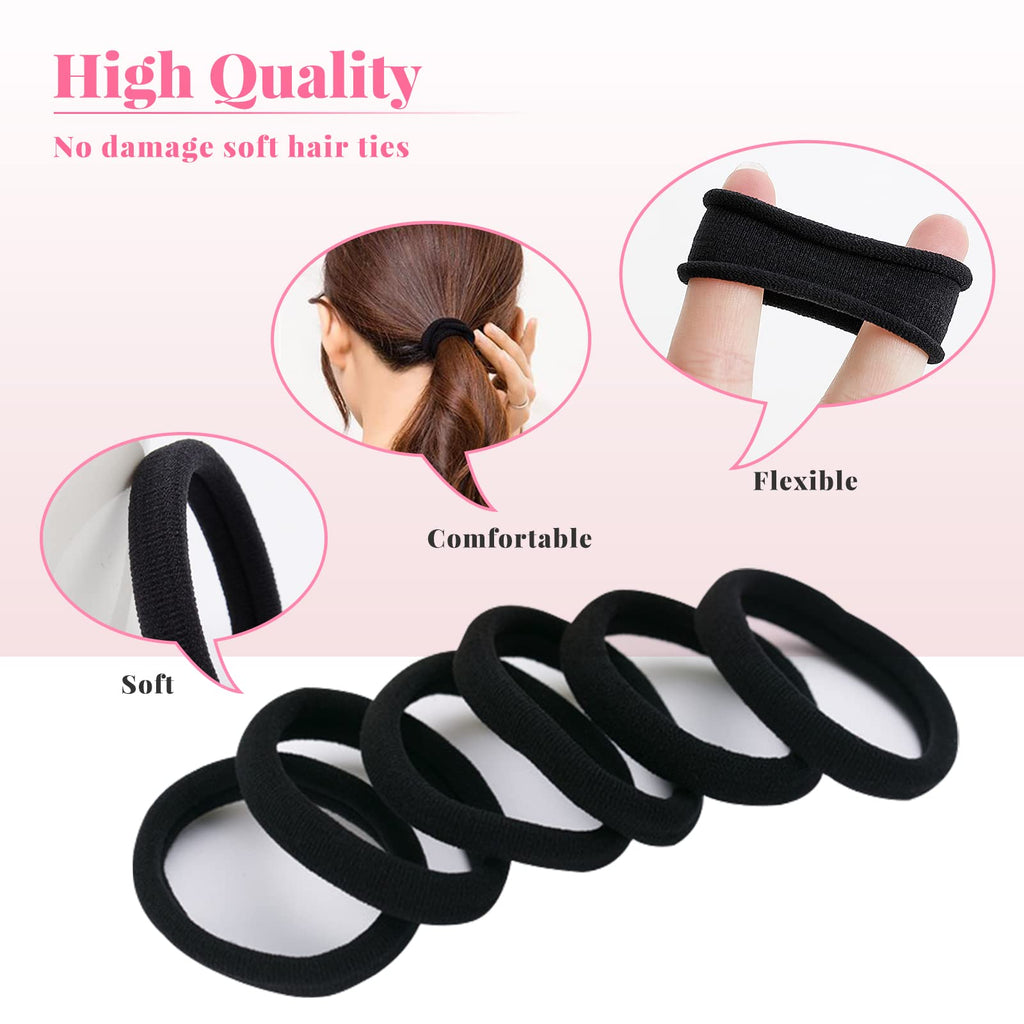 Hanyousheng Elastique Cheveux, 50 Pcs Chouchou Cheveux, 8 mm Elastique Cheveux Epais, Epais en Coton Sans Couture, Hair Elastic Band pour Femmes Hommes et Enfants