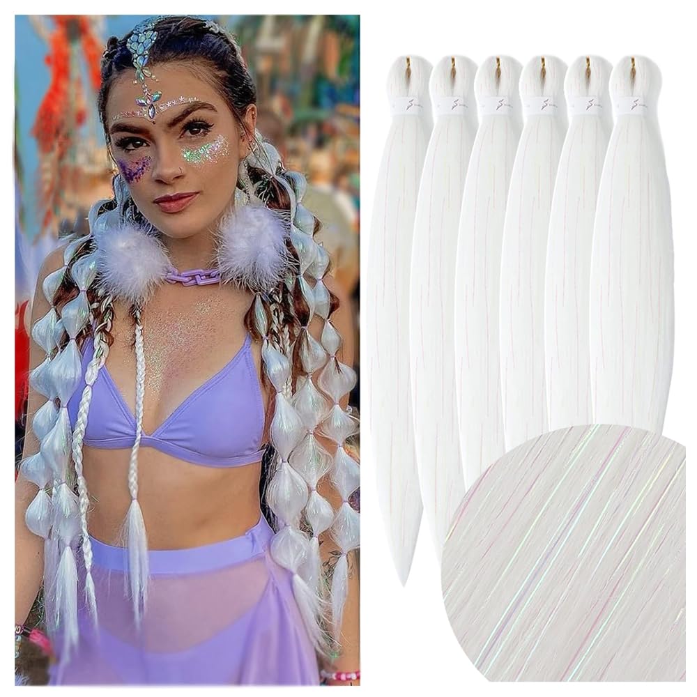 YDDM Meches Pour Tresses Africaine Rose et blanc Rajout Cheveux Tresses Texture Yaki Easy Install pour Debutants 20 Pouces 3 Paquets Cheveux Legers Naturels pour Box Braids Twist Crochet Styles