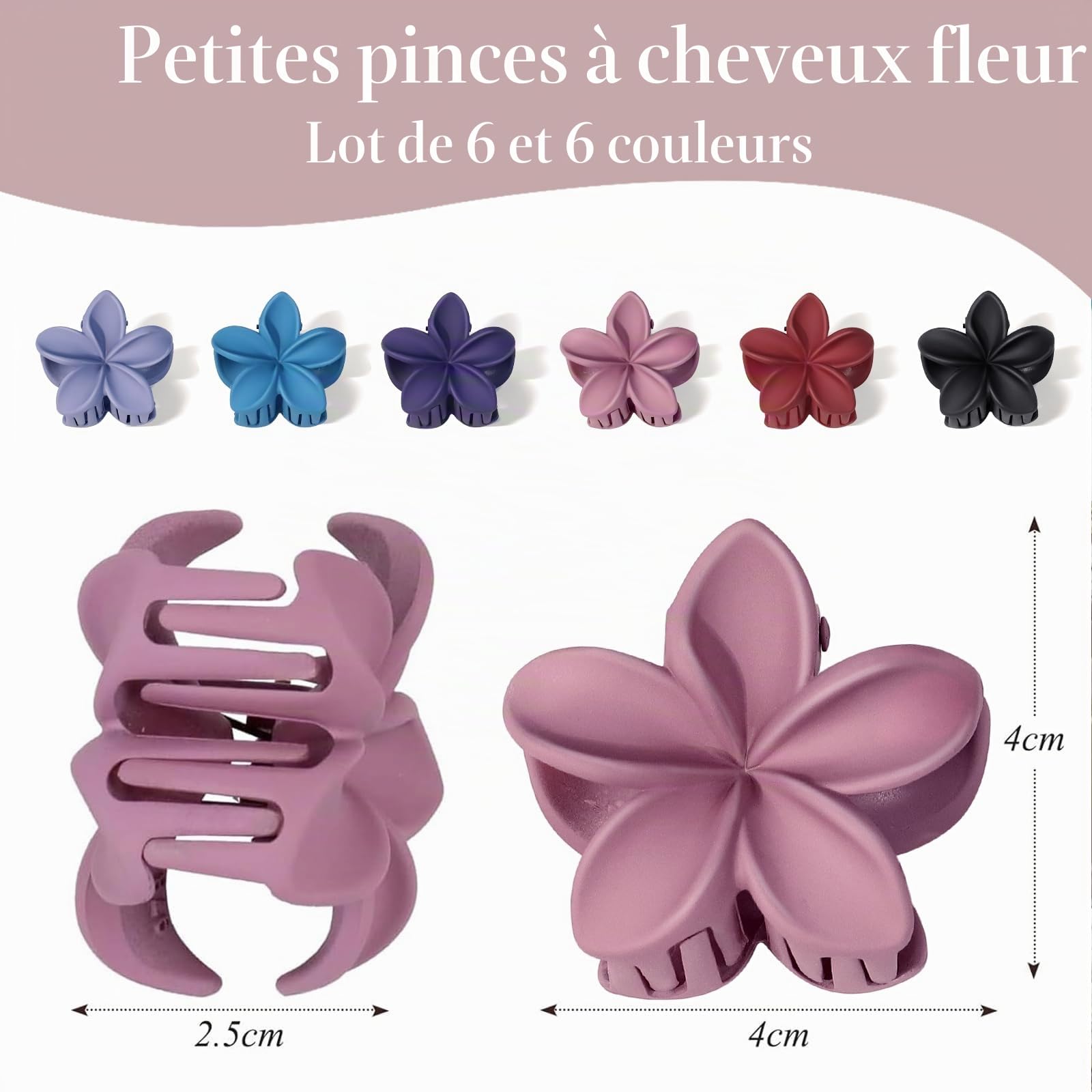 Blooms 6 Pièces Pince Cheveux Fleur, Petite Pince Cheveux Femme Antidérapantes Pince Fleur Cheveux Hawaienne Pinces à Cheveux Flower Hair Clip Accessoires Cheveux Convient Fêtes Plage Vacances