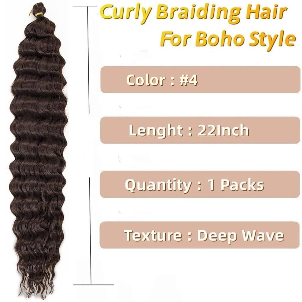 Bouclé Braiding Hair For Boho Braids Meches Rajout Cheveux Tresses For Bohemian Braids Pré-Étirés Meches Pour Tresses Africaine Meche Naturelle Pour Tresse（#Brown ，Total De 6 Packs) ）