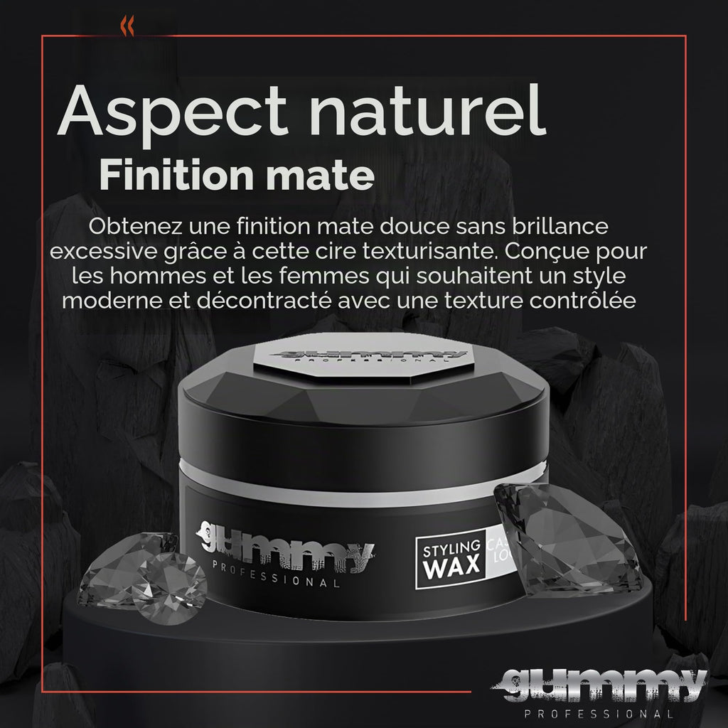 Cire Coiffante Professionnelle Ultra Fixation Gummy 150 ml - Cire capillaire forte tenue & brillance - Pour hommes & femmes - Sans alcool avec vitamine B5