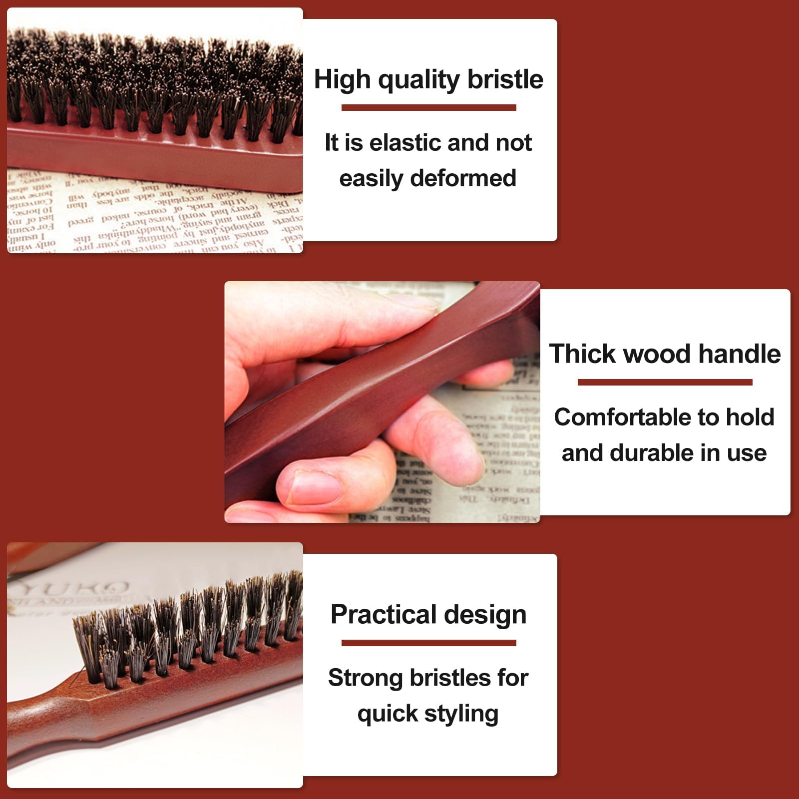 Sularpek 3 PCS Peigne à Queue Antistatique en Fibre de Carbone, Coiffant, de Séparation, à Queue de Rat pour Cheveux de Salon - Femmes et Hommes