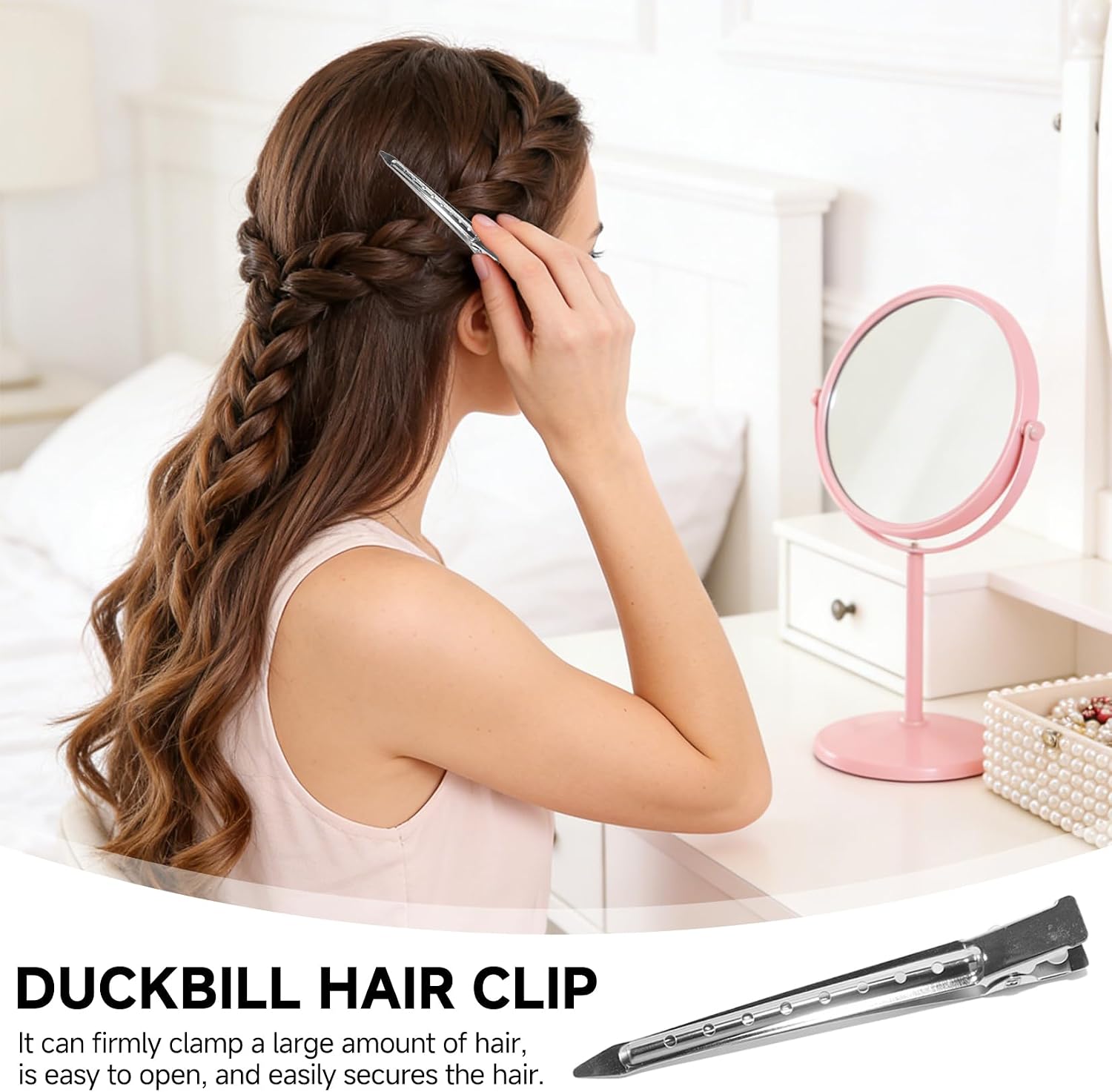 Lot de 90 pinces à cheveux en métal argenté de 9 cm pour coiffure, pinces crocodiles professionnelles