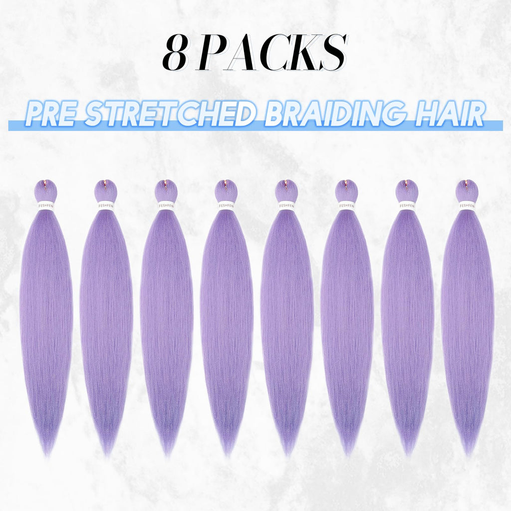 FESHFEN Meches pour Tresses Africaine Rajout Cheveux Tresses Pré étiré Tressage Braiding Hair Synthétiques Yaki 8 Packs Hair Braids Extensions de cheveux pour Femme 65cm Noir cassé à Auburn clair