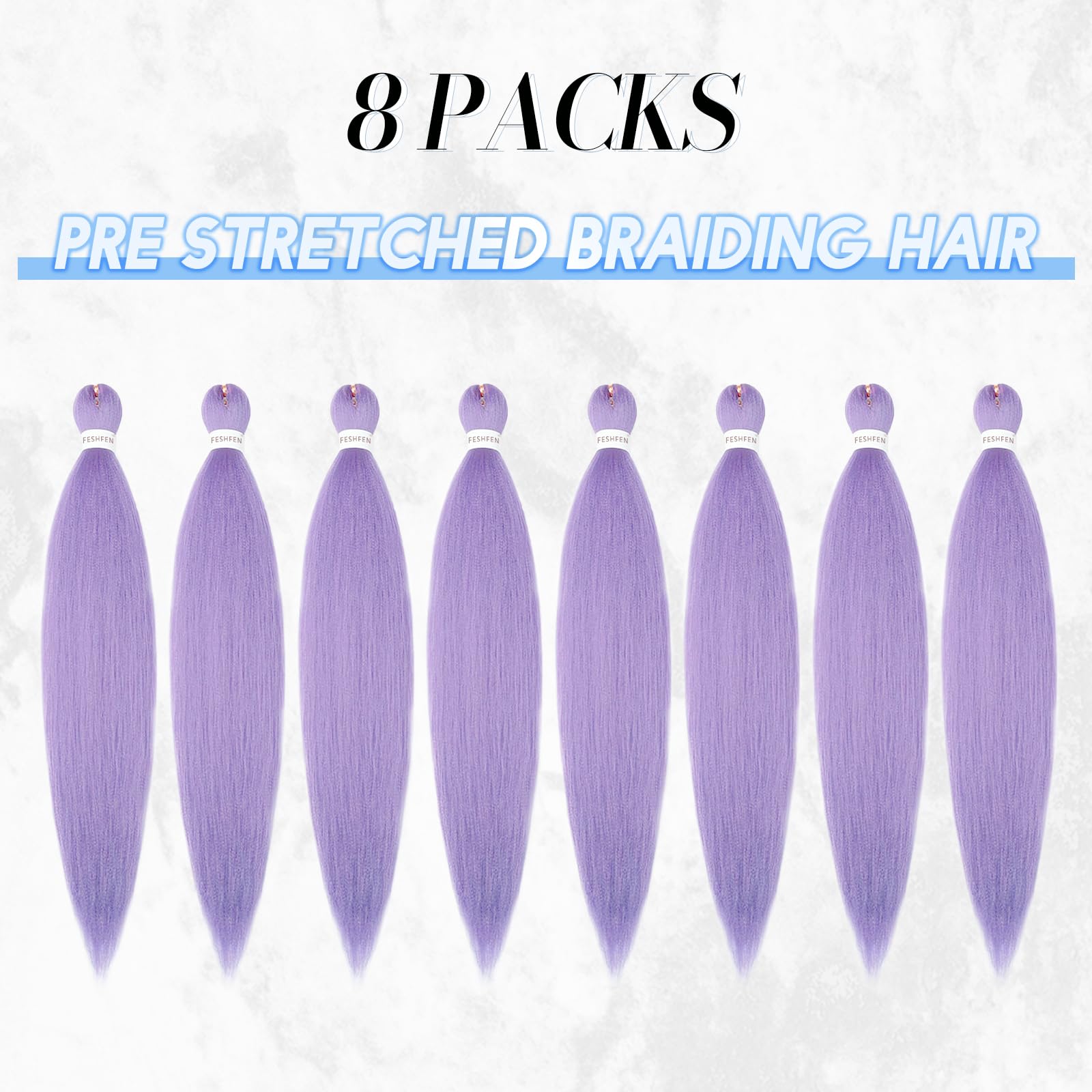FESHFEN Meches pour Tresses Africaine Rajout Cheveux Tresses Pré étiré Tressage Braiding Hair Synthétiques Yaki 8 Packs Hair Braids Extensions de cheveux pour Femme 65cm Noir cassé à Auburn clair