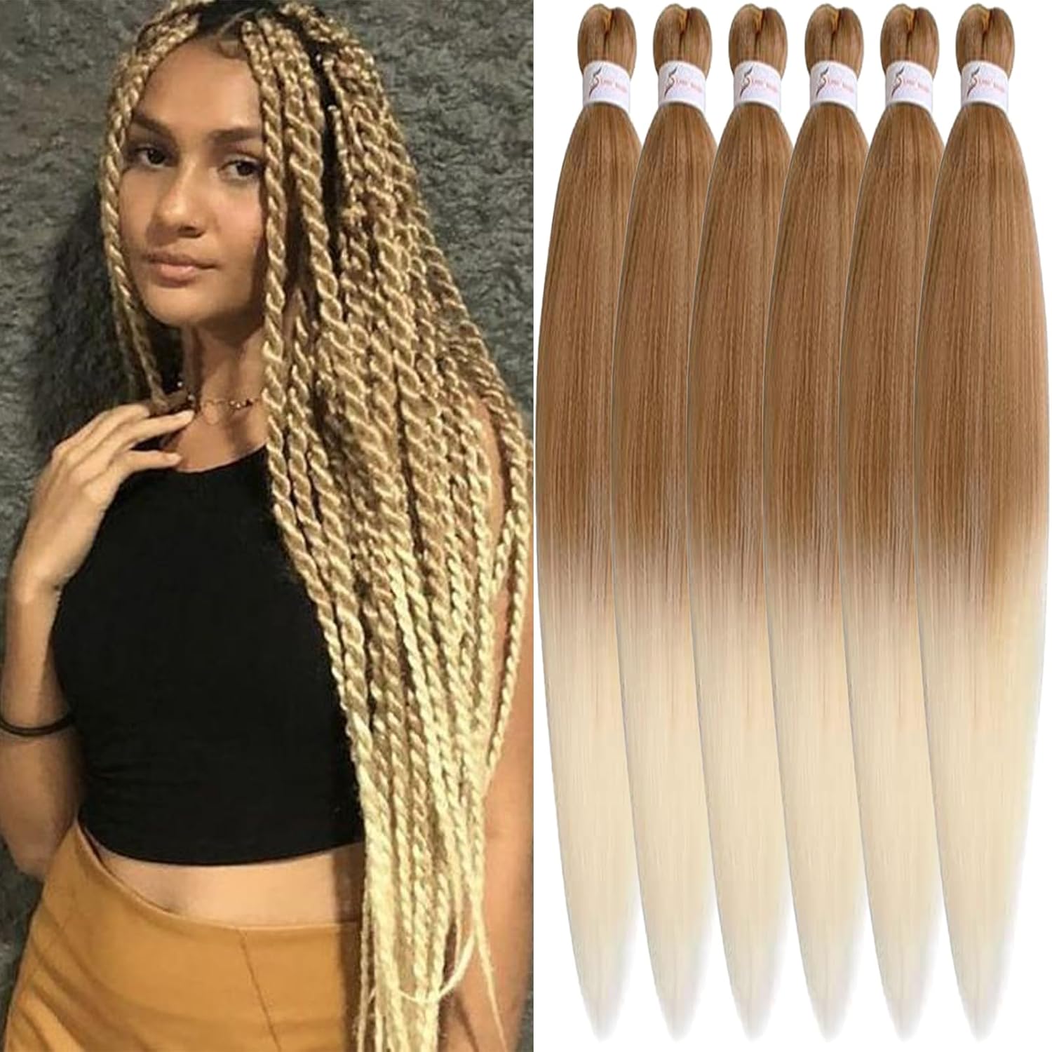 Rajout Cheveux Tressés Pré-étirés Noir Naturelles Black 30 Pouces Long Kanekalon Easy Braids Meches Cheveux pour Tresses Africaine 6 Paquets Knotless Yaki Nattes Extensions de Cheveux(1B#)