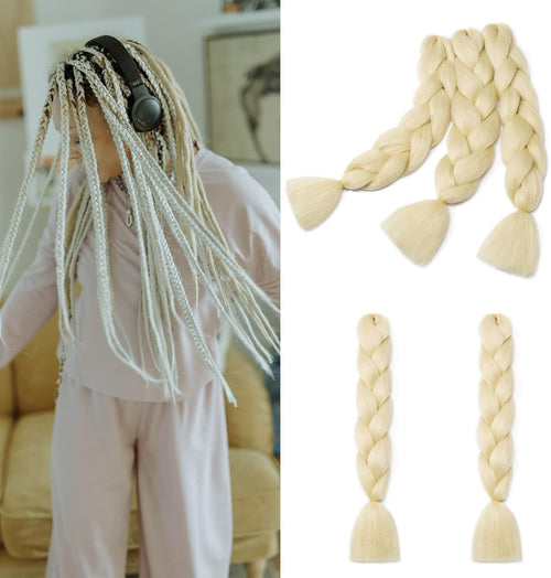 24" Meches pour Tresses Africaine Braids Meches Tresse Cheveux Rajout Cheveux Tressage 1 Paquet Crochet Braids Extension de Cheveux Afro pour Tresse Ombre Synthétiques (Rose)