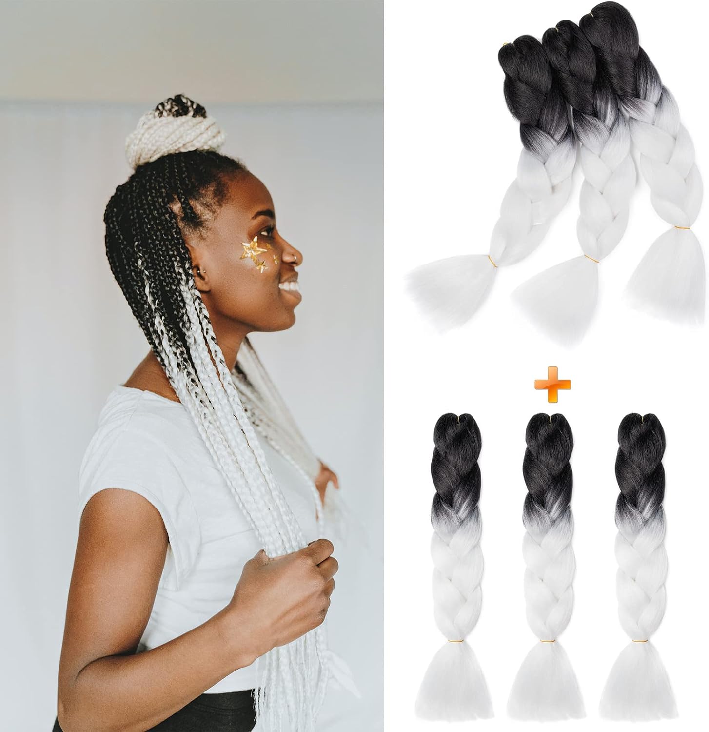 24" Meches pour Tresses Africaine Braids Meches Tresse Cheveux Rajout Cheveux Tressage 1 Paquet Crochet Braids Extension de Cheveux Afro pour Tresse Ombre Synthétiques (Rose)