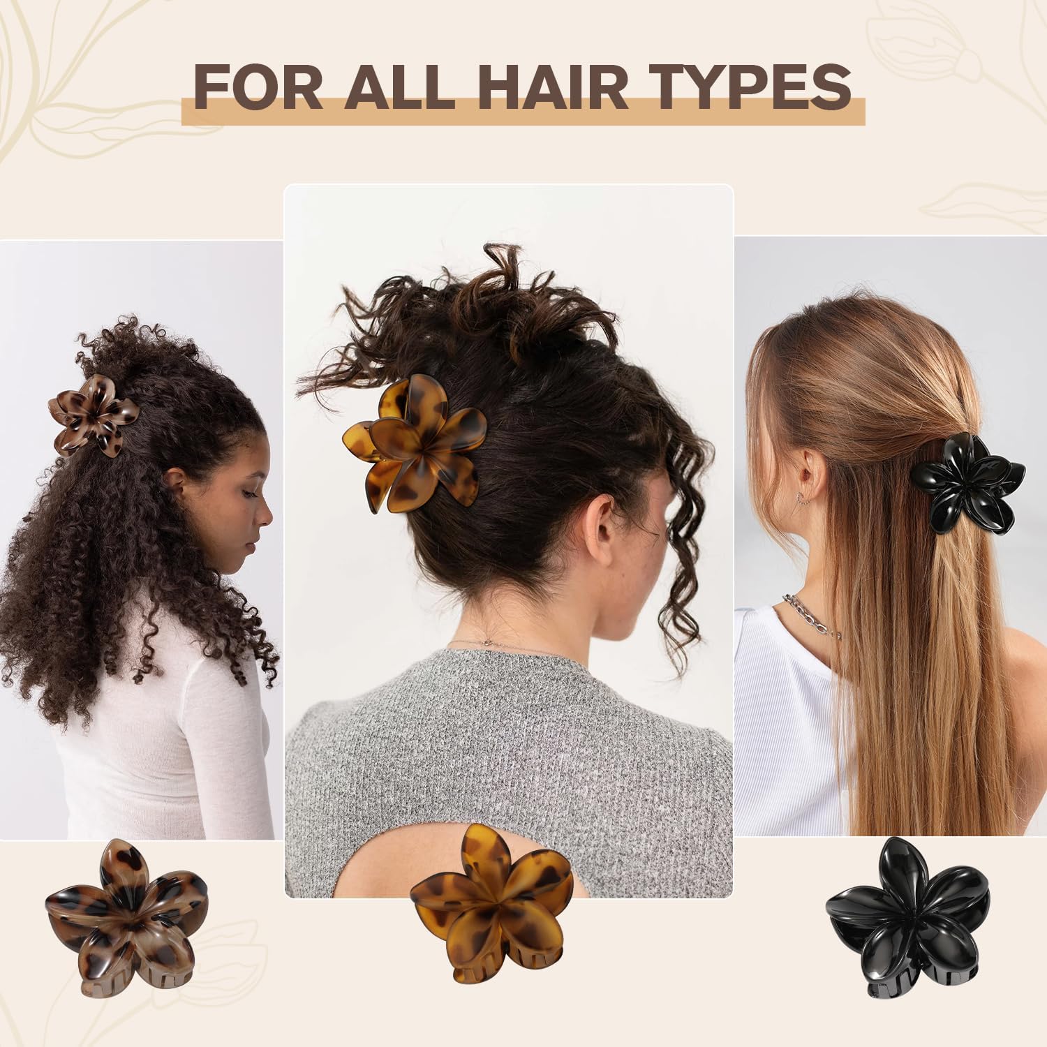 Barrette à Cheveux Fleurs, 6 Pièces Accessoires Cheveux Fleurs, Pince à Cheveux en Forme de Fleur, Flower Claw Clips pour Accessoires d'Été, Anniversaire, Mariage, Fête (B)
