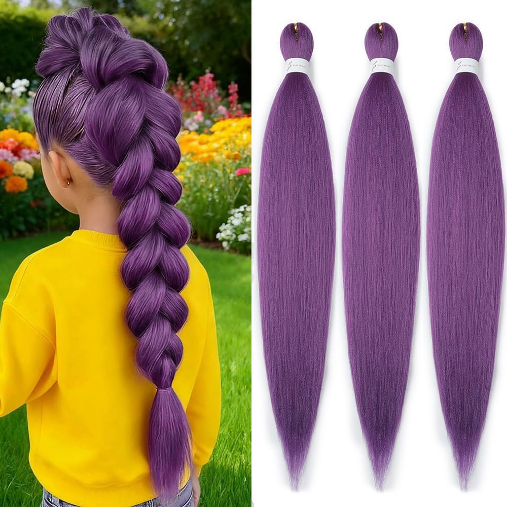 YDDM Meches Pour Tresses Africaine Rose et blanc Rajout Cheveux Tresses Texture Yaki Easy Install pour Debutants 20 Pouces 3 Paquets Cheveux Legers Naturels pour Box Braids Twist Crochet Styles