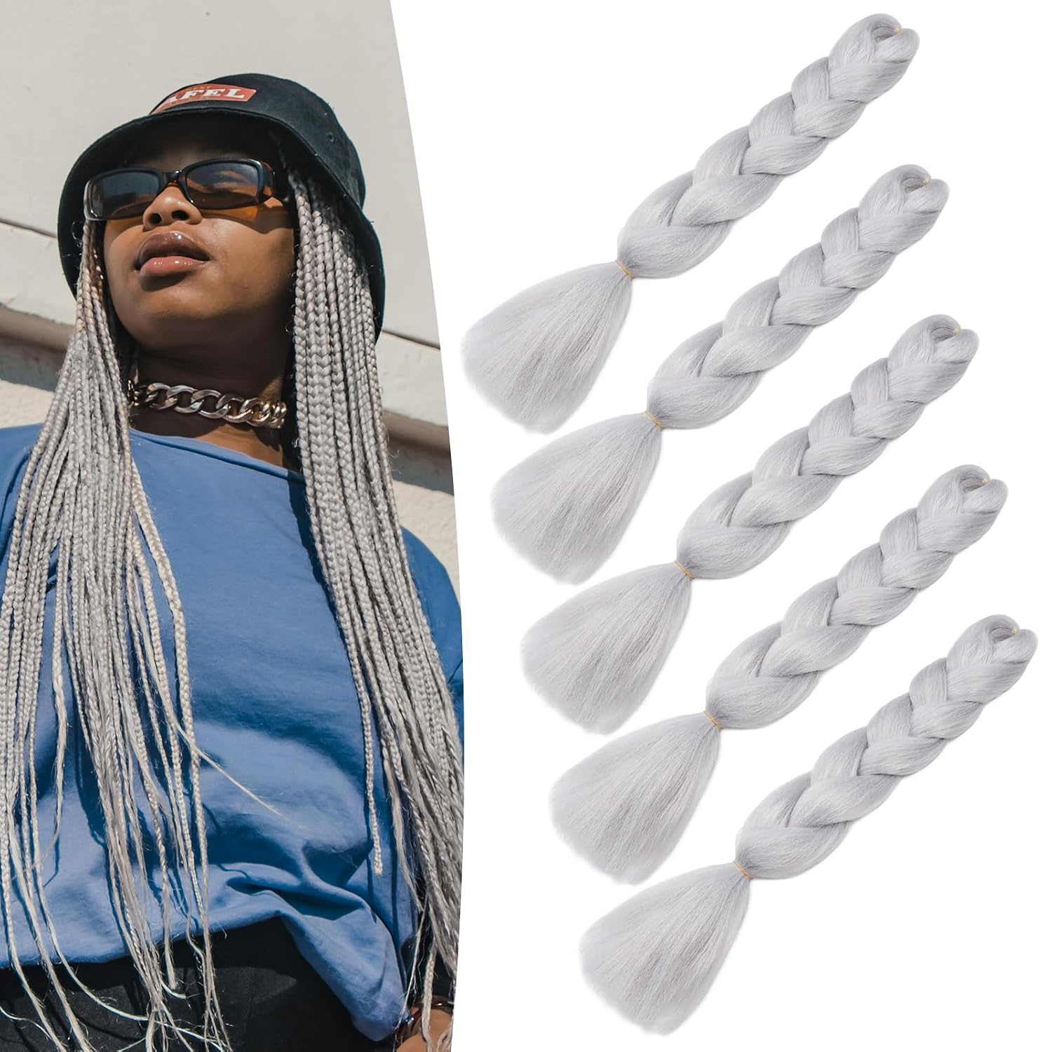 Meches pour Tresses Africaine Rajout Cheveux Braids Jumbo Extension Cheveux Ombre Synthétique Violet & Bleu & Jaune & Orange