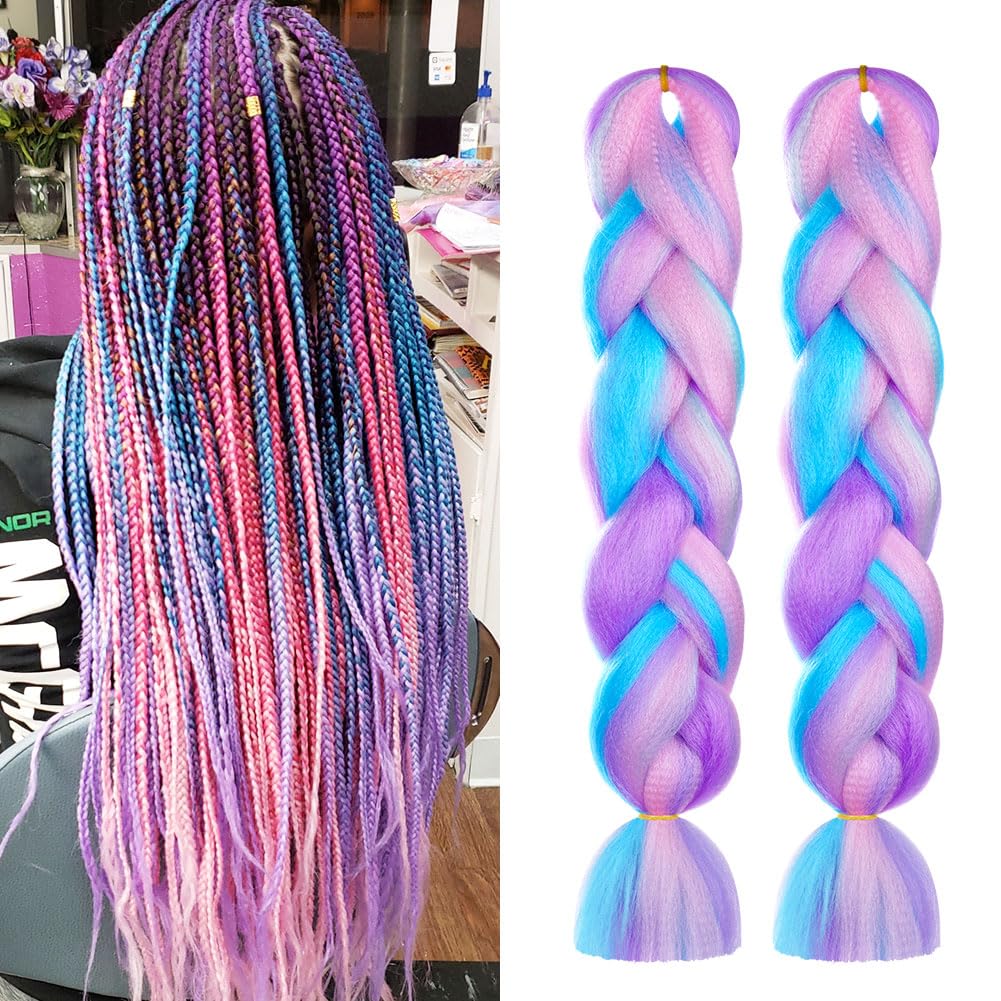 Aomig Rajout Cheveux Tresse, Jumbo Braids Meches, 65cm Extension de Cheveux de Fibre Synthétique pour Crochet Twist Tressage (4 couleurs)